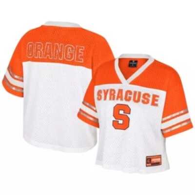 NWT Colosseum Syracuse Treasure Football Jersey Sz XL White Orange Cropped 