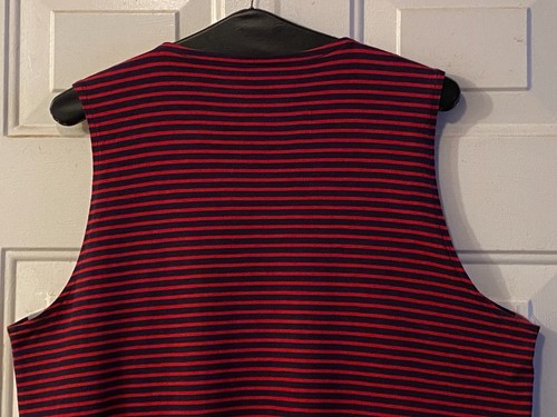 Talbots Damen Gr. XL Strick Top T-Shirt ärmellos Rüschen V-Ausschnitt rot/marine gestreift - Bild 5 von 8