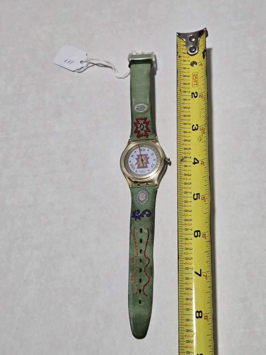 その他 ma Vintage Swatch Watch CUZCO GK154 1993 Embroidered Leather Band