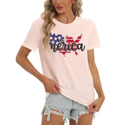 Women's Top Summer All-match Short Sleeve Printed Pullover Crewneck T-shirt