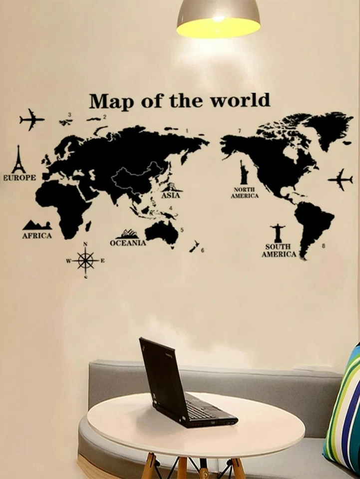 world map wall sticker, educational map, for school, work and personal use - Image 2 of 4