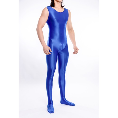 Men Glossy Full Body Bodysuit Lingerie Jumpsuit Round Neck Leotard AU - Picture 43 of 82