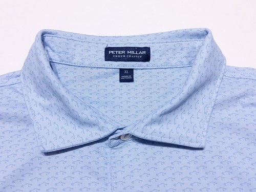 PETER MILLAR Crown Crafted Polo Shirt Lake Nona CC Cars AOP Blue XL - Picture 2 of 14