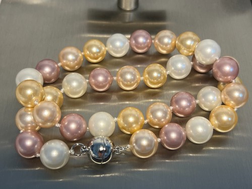 Muschelkernperlen Collier Kette multi Länge 50 cm ! Magnet ! Perlen 12 mm 125 - 第 1/1 張圖片