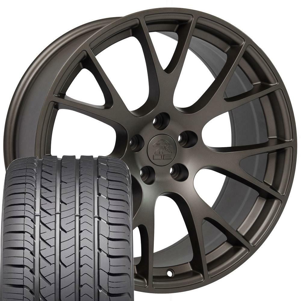Image of 22x10 Wheel & Tire Fit Dodge Ram Truck Hellcat Style Bronze Rim w/GY Tire CP