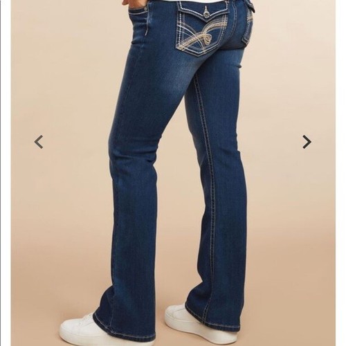 Indigo Blue Maternity Jeans Secret Fit Belly Stitched Pocket Boot Cut Size Small - Picture 4 of 6