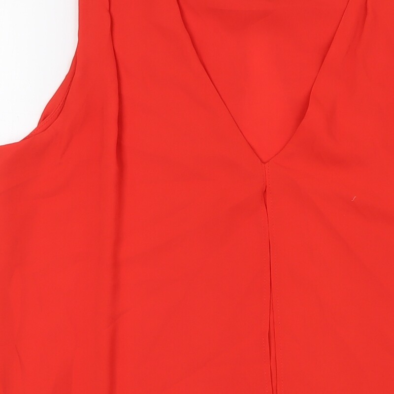 Mango Womens Orange Polyester Basic Button-Up Siz… - image 9