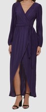 GUESS Womens Purple Pleated Surplice Dress Size 4