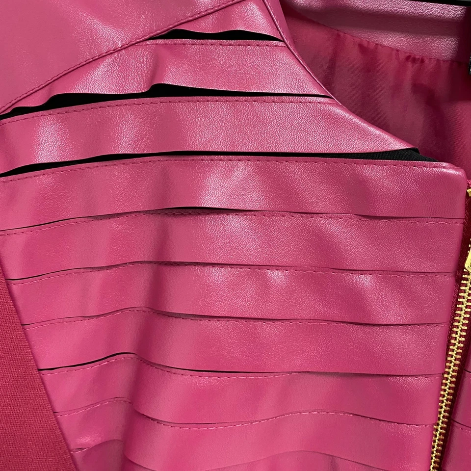 Ashley Stewart Mujer Blazer Imitación Cuero Rosa Cremallera Completa Talla 30-32 Foto 4 de 4