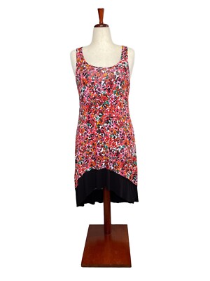 Mac & Jac Boho Floral Stretch Knit Tank Dress with Contrasting Trim Sz  Large NWT | eBay