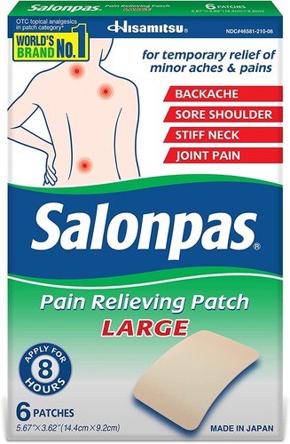 SALONPAS Pain Relieving Patch Large 5.67 X 3.62   (1 PACK ) 6 Patches - Bild 1 von 5