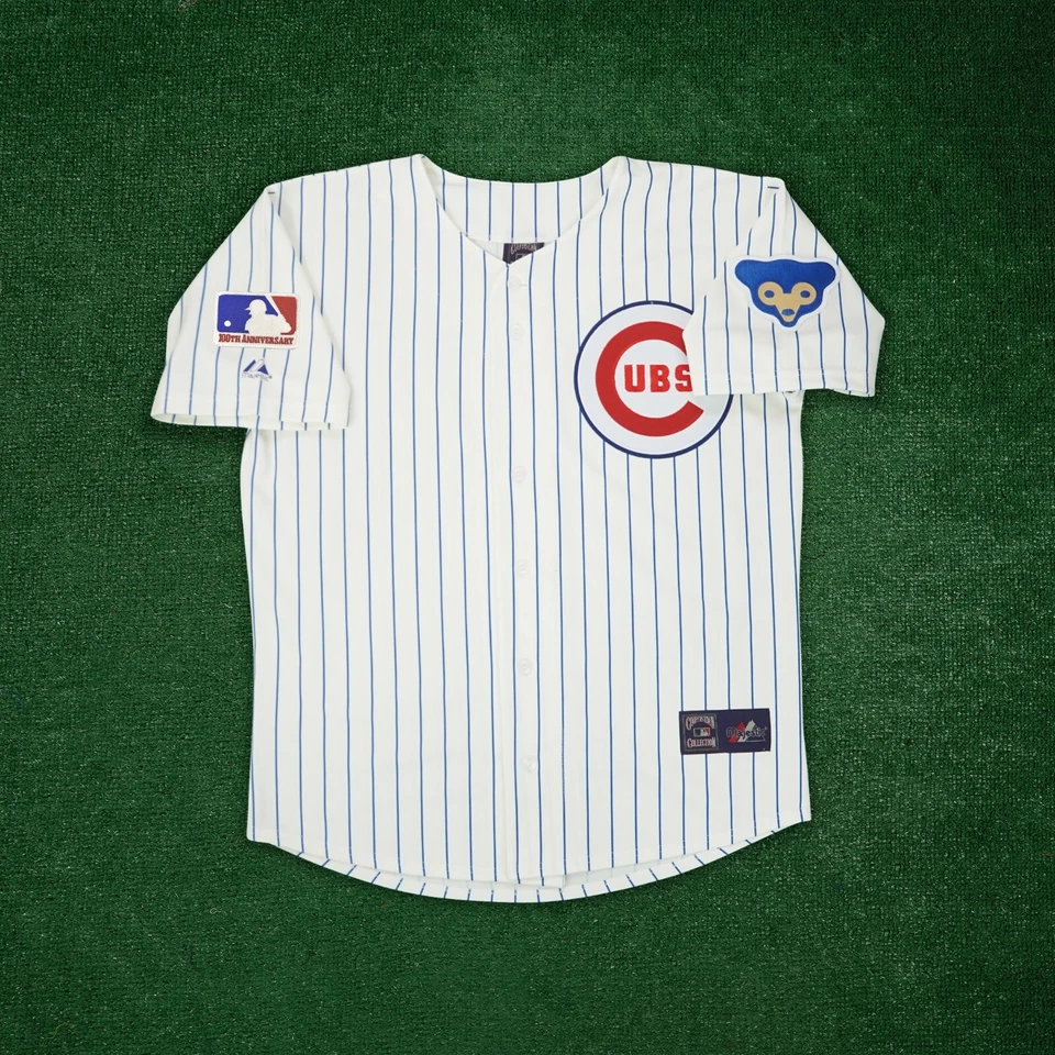 Camiseta Ernie Banks 1969 Chicago Cubs marfil Cooperstown local con parche número 100 de la MLB Foto 2 de 4
