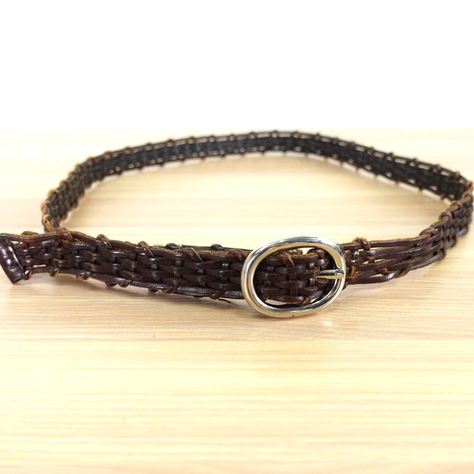 Cinturón Trenzado VINTAGE Mujer Pequeño Cuero Marrón Retro Boho Hippie ANN TAYLOR Foto 2 de 4