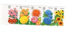 1995 32 cent Flowers Unfolded Booklet Pane Scott #2997a, Mint NH