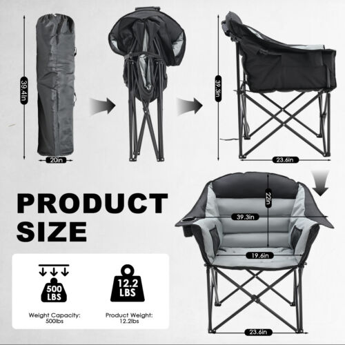 SLSY Oversized Camping Chair Outdoor Portable Chairs 500 lbs with Side Pocket - Picture 55 of 62