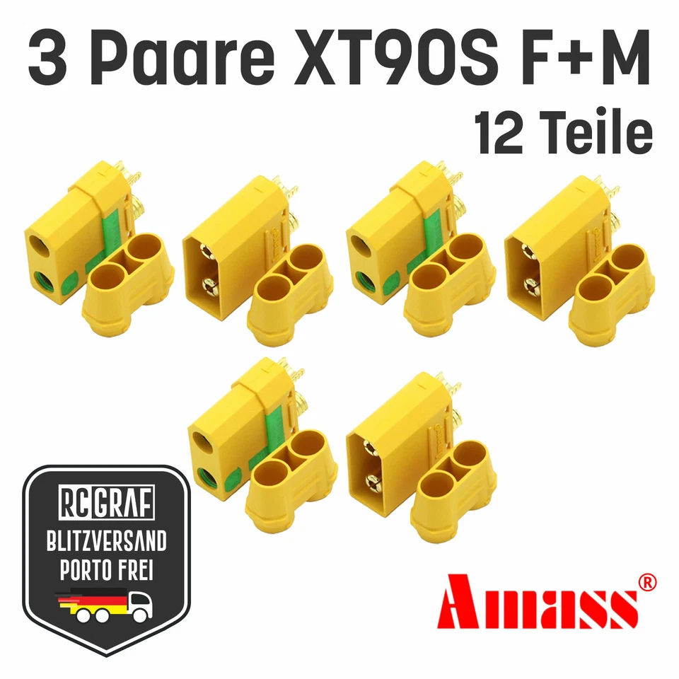 XT90S XT90 Anti Blitz Stecker Buchse Original Amass® Male Female Lipo 1-20 Paare - Bild 4 von 4