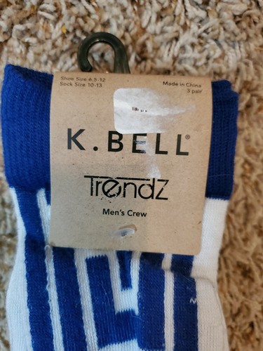 K.Bell 3 Pair Pack Men's Socks blue black Gray Super Soft Socks NWT sz 6.5-12 - Foto 2 di 3