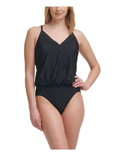 Calvin Klein women's Blouson One-Piece Swimsuit - size 10 -  Black - Picture 2 of 5