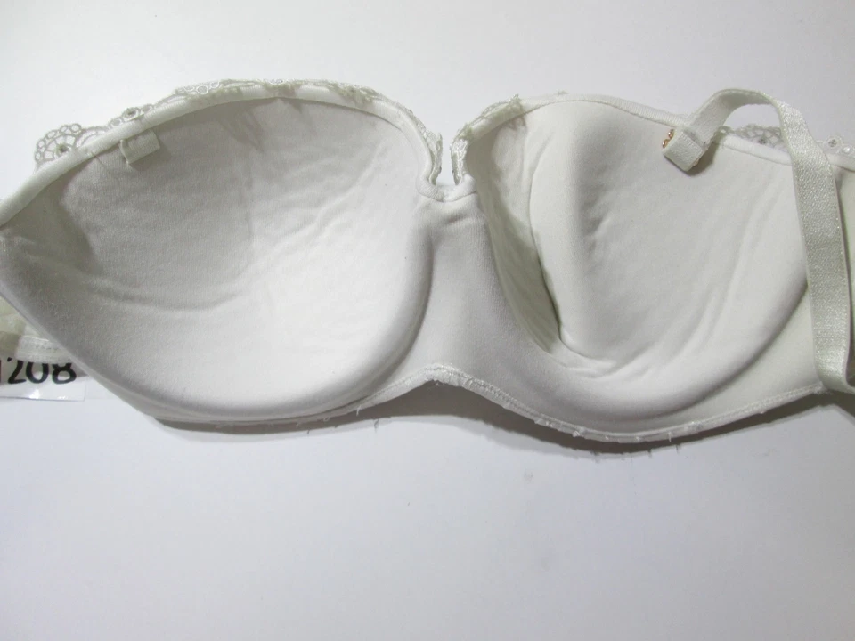 Sujetador Gossard Talla M Blanco Inalámbrico Forrado Balconette Encaje Cuentas Ajustable Halter Foto 2 de 4