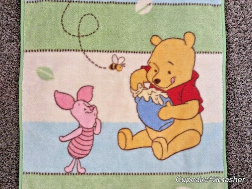 Disney Fleece Winnie The Pooh Piglet Honey Pot Baby Blanket Green Blue Tan Soft