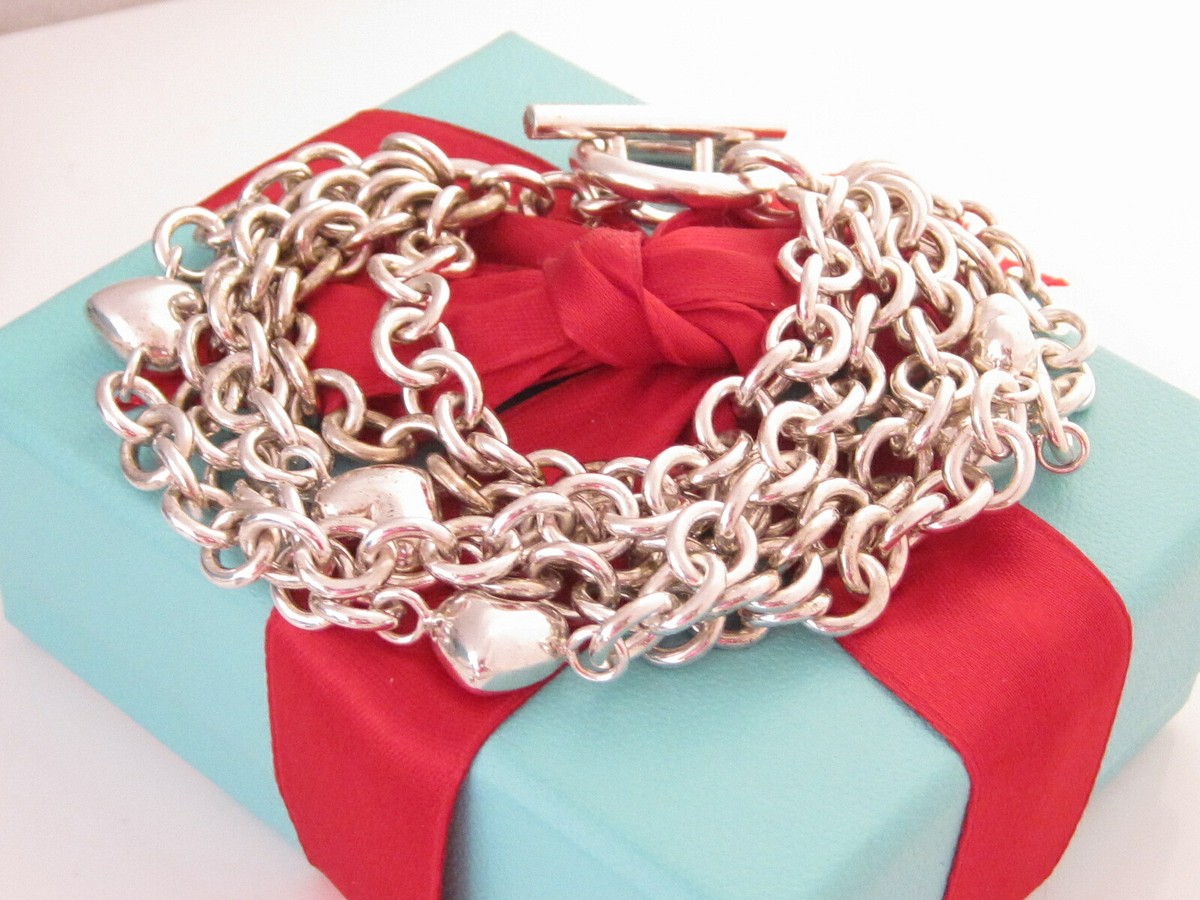 Tiffany & Co Silver Multi Puff Heart Toggle Bracelet 8