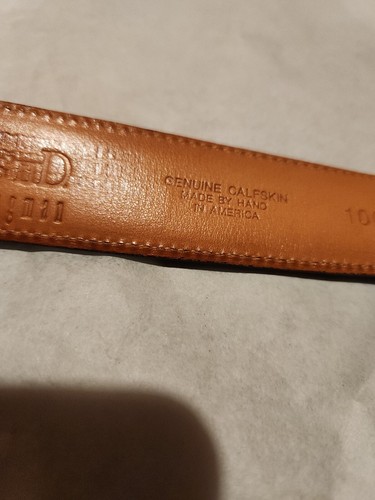 Martin Dingman Wine Burgundy Calfskin Leather Belt USA Mens Sz 42 Silver Buckle - Picture 7 of 16