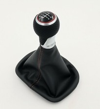 Schaltknauf + Schaltsack für VW Golf 3 Schwarz / Naht Rot / R1
