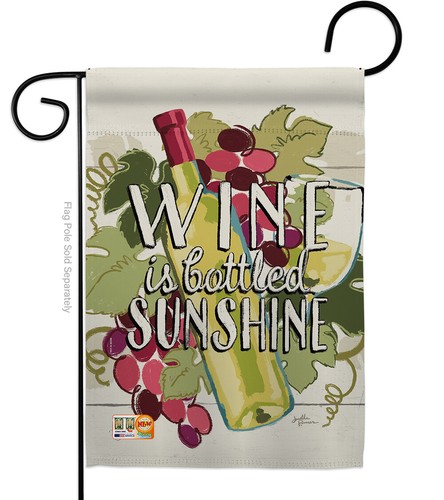 Wine Is Sunshine Chardonnay Sauvignon Trauben Flasche Getränk Garten Haus Hof Flagge - Bild 2 von 13