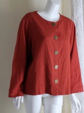 What Next? Sz L Orange Sienna Funky French Lagenlook Art-to-wear Basic Jacket