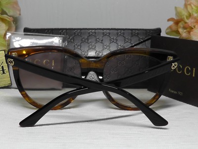 GUCCI GG0179SA Havana/Black Round Cat Eye Frame Sunglasses 