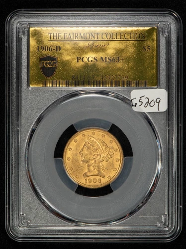 1906-D G$5 Liberty Head Gold Half Eagle Fairmont Foil PCGS MS 63 + Plus - G5209