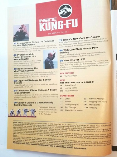 Inside Kung Fu Magazine July 1997 Carlson Gracie Shows You How To Win Vale Tudo - Picture 2 of 2
