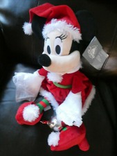 DISNEY PARKS SANTA MINNIE MOUSE WITH PADDED SILVER ORNAMENT PLUSH TOY NEW