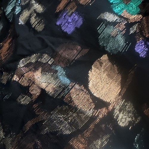 Vtg Dior Blouse Cowl TurtleNeck Black Metallic Floral PXS PS *See Measurements* - Picture 15 of 24