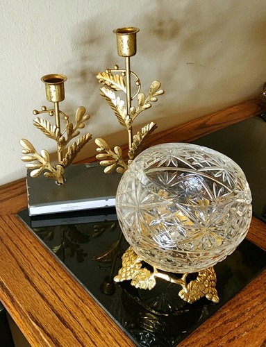 Threshold's Messing Kegel Kerzenständer, Kristallschale (Kerzen sind enthalten) - Bild 2 von 13