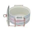 Marble Pink Porcelain Casserole With Food Warmer Chrome Tealight Candles Stand
