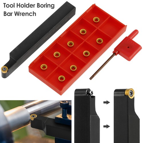 Shank Lathe Turning Tool Holder Boring Bar Tool 10 Pcs Carbide and Wrench Ki^. - Picture 3 of 12