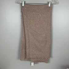 Maurices Large Square Blanket Scarf Fringe Trim Mauve Sequins NWT