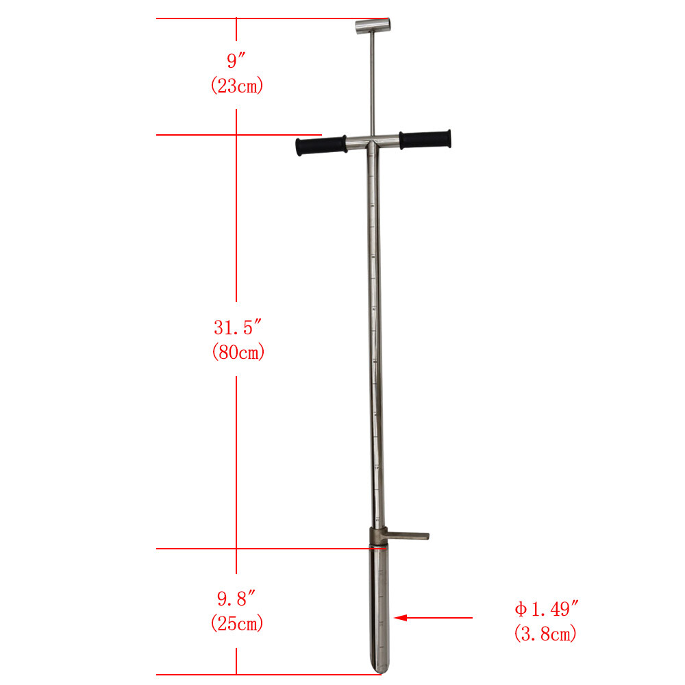 Dia. 1.5in Stainless Steel Soil Sample Prob T-style Handle Soil ...