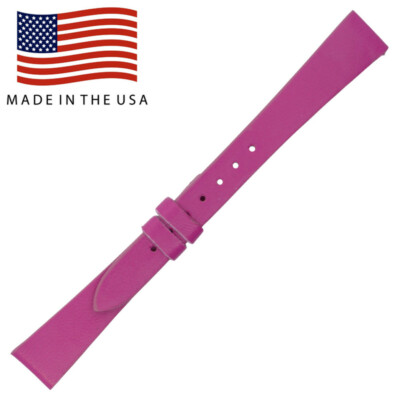 14mm Fuchsia Genuine Leather Watch Band USA