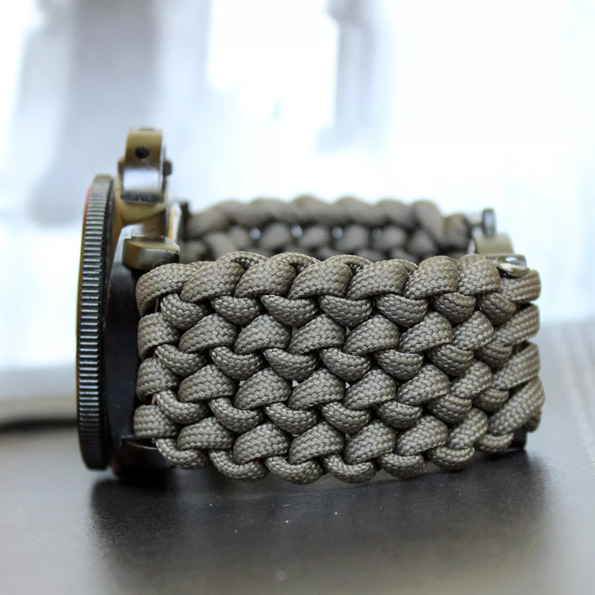 Olive Green Paracord Watch Band With Wide Buckle Lug Size 20mm