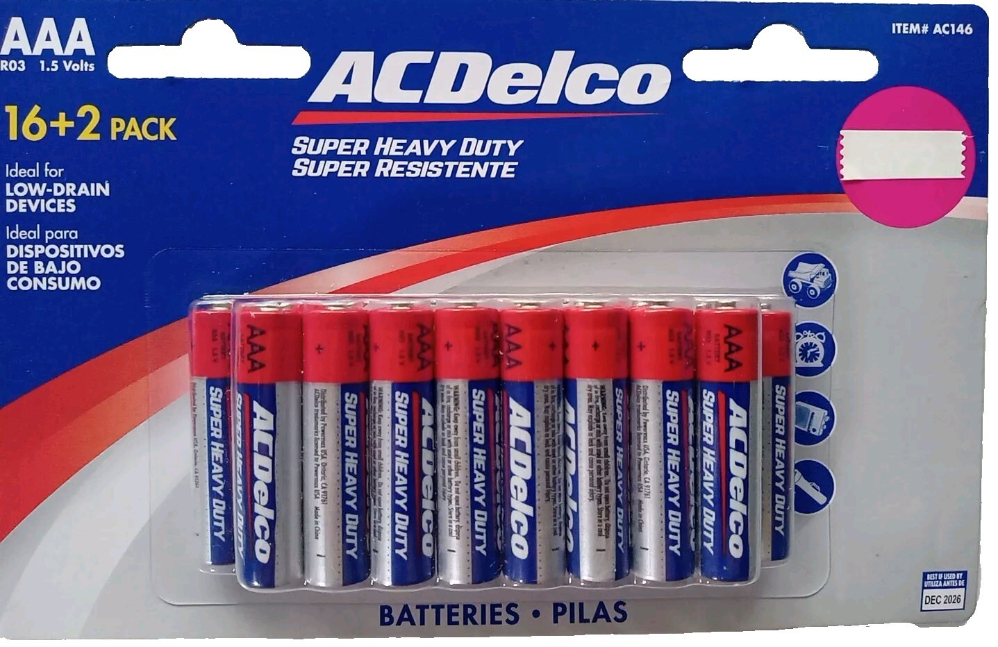 ACDelco AAA Batteries super heavy duty for low drain devices 18 Count 1.5 Volts.-image