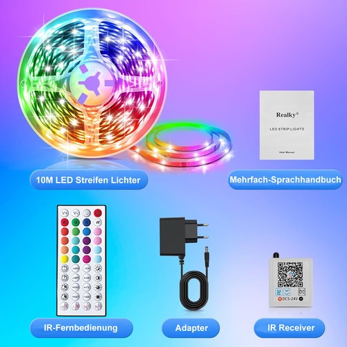 10m LED Stripe RGB Leiste Streifen Band Licht Leuchte Lichterkette Zimmer Party - Bild 10 von 10