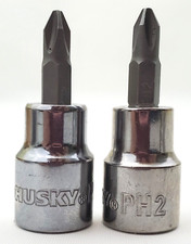Lot of 2 Husky #2 Phillips Bit Sockets 3/8 Dr...