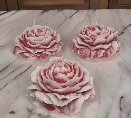 3pcs Scented Candle | Handmade Soy Wax | Home Decor | Gift Idea | Red Ombre Rose - Picture 3 of 4