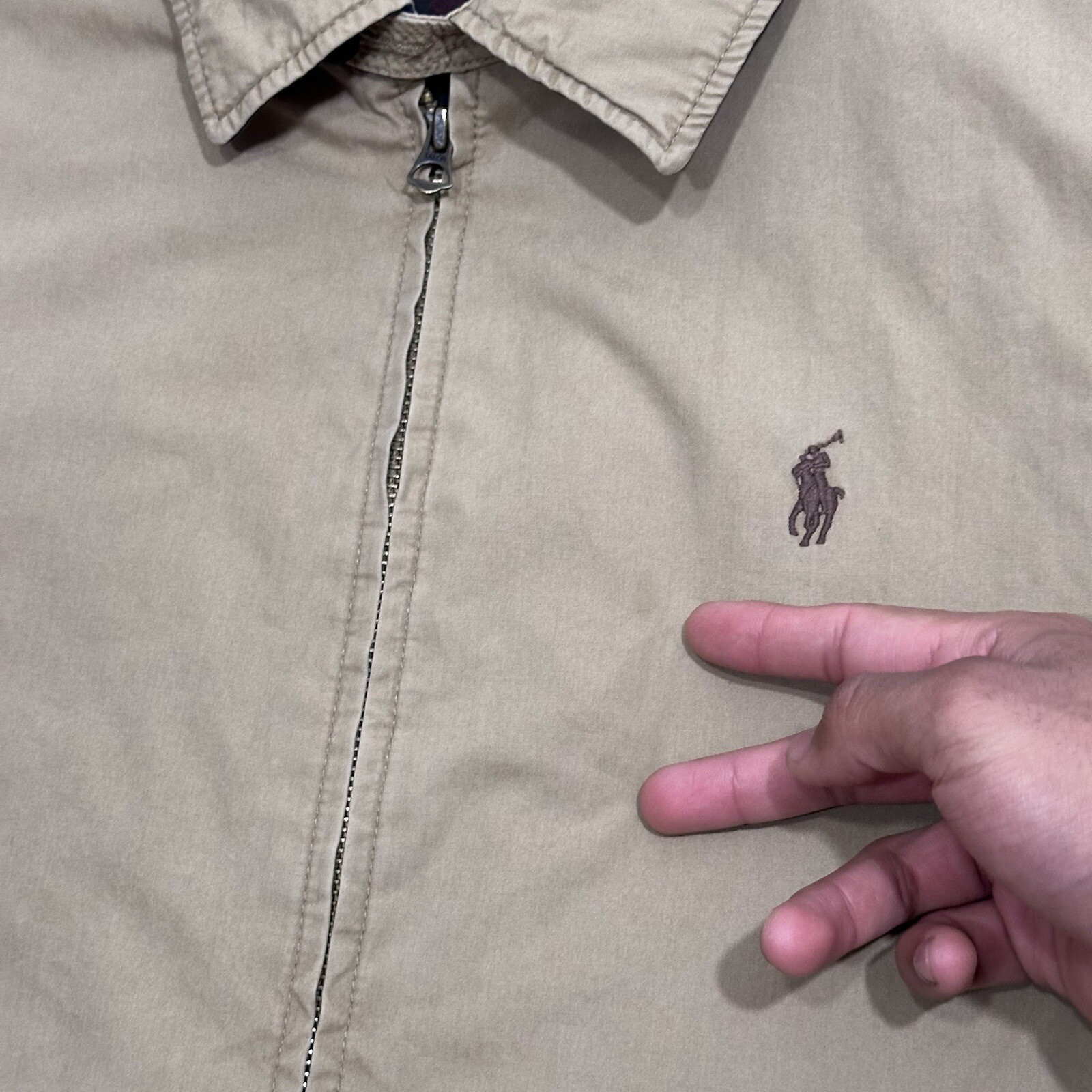 Giacca pony Polo Ralph Lauren uomo Highland cachi Landon frangivento taglia L