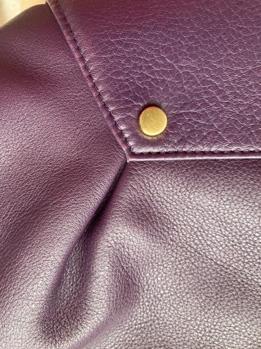 MODALU SHOULDER BAG GENUINE DARK PURPLE LEATHER DESIGNER - Picture 6 of 11