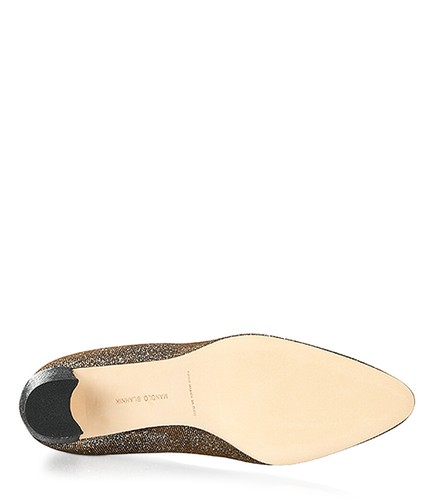 $845 Designer MANOLO BLAHNIK Women Tucciototo Sparkly Glitter Block Heel Pump 5 - Picture 4 of 4