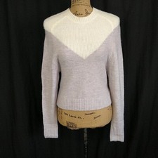 NWT Express Womens sz XS Sweater Gray White Sweater Long Sleeve Pullover