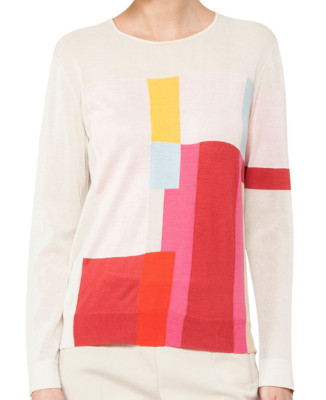 Akris Mural Print Crew-Neck Top / Sweater SZ 38 = US 6 (Fits S) - NWOT
